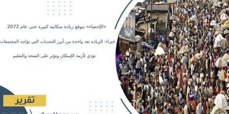 «الإحصاء» يتوقع زيادة سكانية كبيرة حتى عام 2072.. خبراء: الزيادة تعد واحدة من أبرز التحديات التي تواجه المجتمعات.. تؤدي لأزمة الإسكان وتؤثر على الصحة والتعليم - الآن نيوز